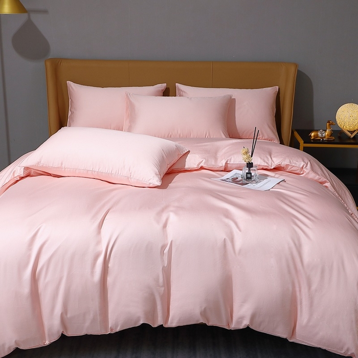 91家纺网 家纺一手货源 找家纺 晶缦家纺 2025新款全棉纯棉50支双股贡缎长绒棉纯色多规格四件套 绮芸-浅粉玉