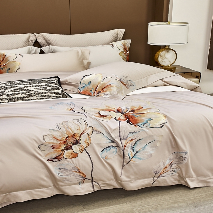 91家纺网 家纺一手货源 找家纺 爱情故事2025春夏居家新品四件套 玲珑-浅咖