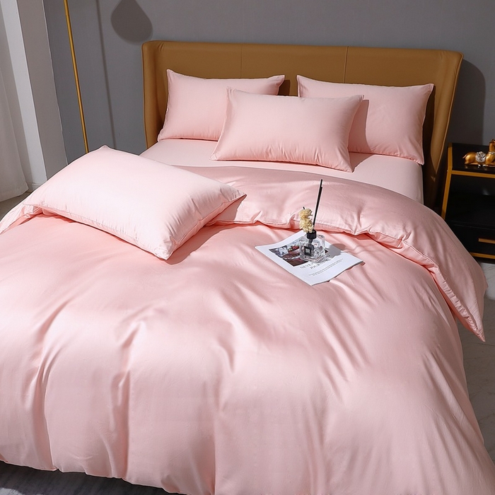 91家纺网 家纺一手货源 找家纺 晶缦家纺 2025新款全棉纯棉50支双股贡缎长绒棉纯色多规格四件套 绮芸-浅粉玉