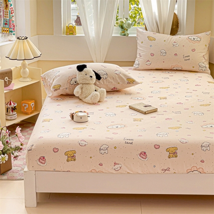 名兮家居 2025新款全棉双层纱床笠 双层纱-贪吃狗