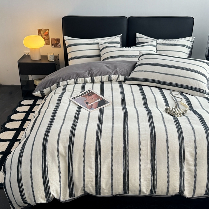 91家纺网 家纺一手货源 找家纺 简宜家居（朝初家纺） 2025新款40支全棉提花四件套（简川-星辰系列） 简川-乳白