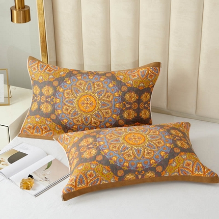 91家纺网 家纺一手货源 找家纺 （总）朴尔家纺-毛巾被 2025新款全棉四层纱布色织提花宽边时尚枕巾