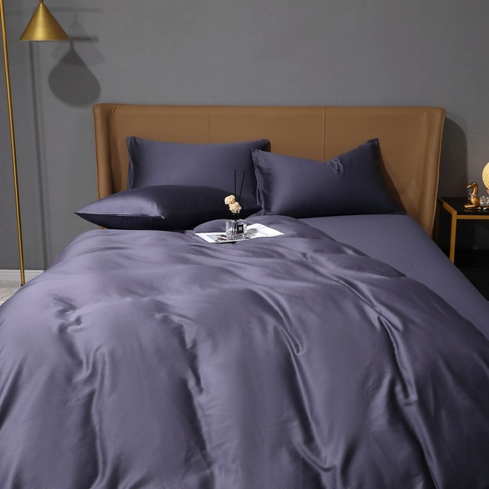 91家纺网 家纺一手货源 找家纺 晶缦家纺 2025新款全棉纯棉50支双股贡缎长绒棉纯色多规格四件套 绮芸-深度灰