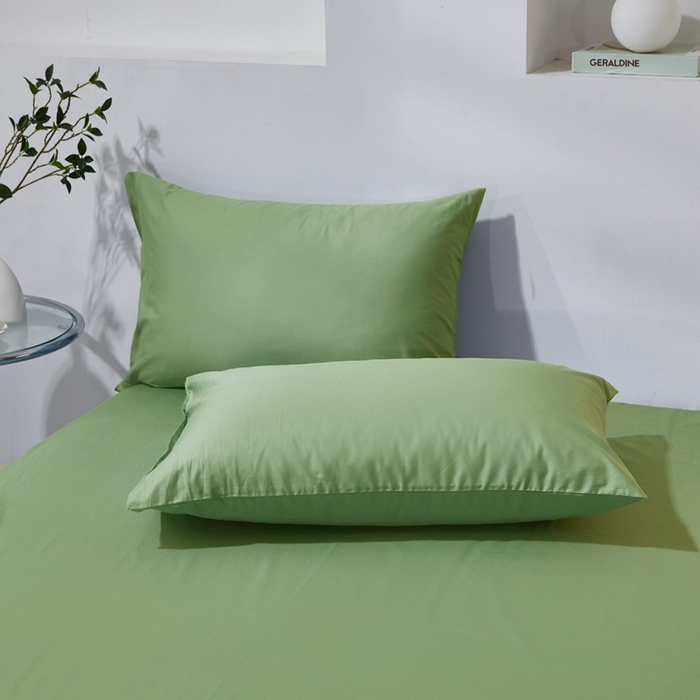 91家纺网 家纺一手货源 找家纺 晶缦家纺 2025新款喷气全棉13376纯棉斜纹纯色枕套-沐兰 沐兰-抹茶绿