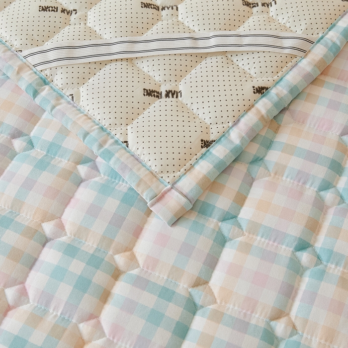 91家纺网 家纺一手货源 找家纺 恋绒家纺 2025新款无印风床褥床护垫宿舍床垫亲肤水洗棉软床垫 粉蓝格