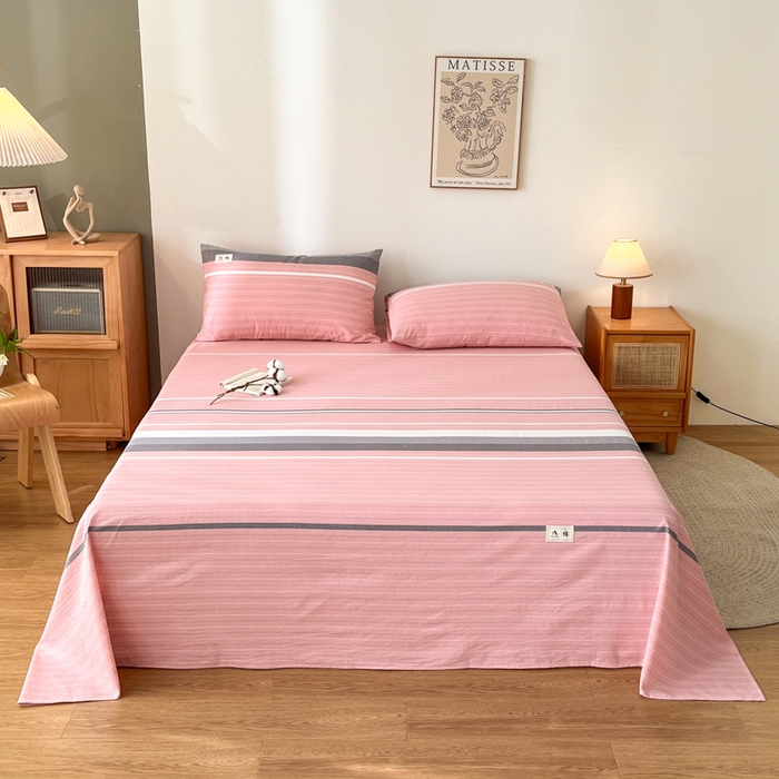 91家纺网 家纺一手货源 找家纺 21度C 2025新款A类全棉母婴级四件套单品系列-单床单 豆蔻粉