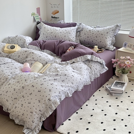 91家纺网 家纺一手货源 找家纺 （总）希丞家居 2025新款花卉泡泡纱花边四件套