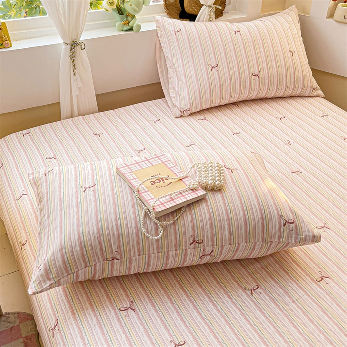 91家纺网 家纺一手货源 找家纺 名兮家居 2025新款全棉双层纱床笠 双层纱-蝴蝶结