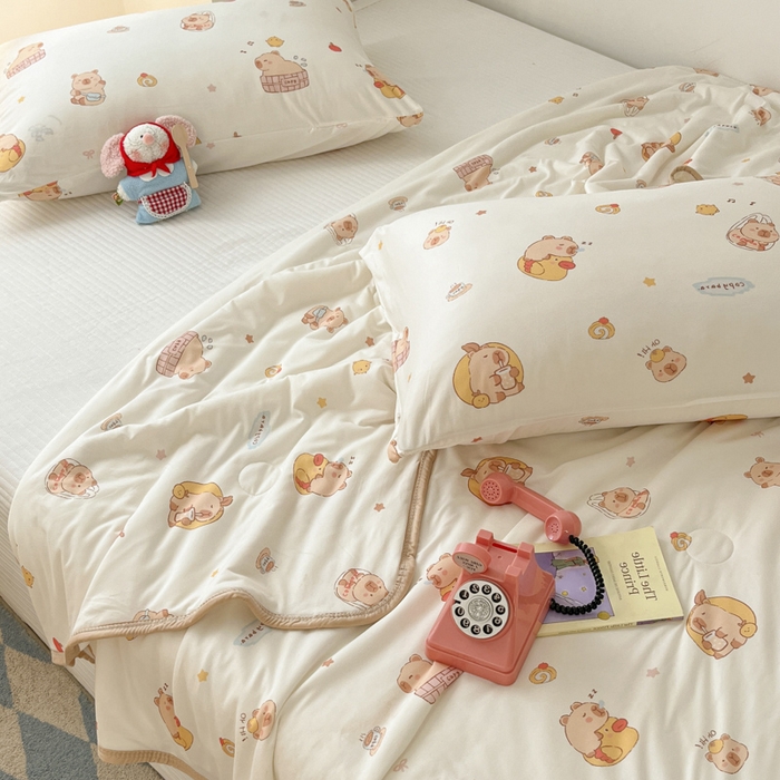 91家纺网 家纺一手货源 找家纺 桃子家居  2025新款A类高品质牛奶针织棉软糯大豆夏被 针织棉-可爱小豚鼠