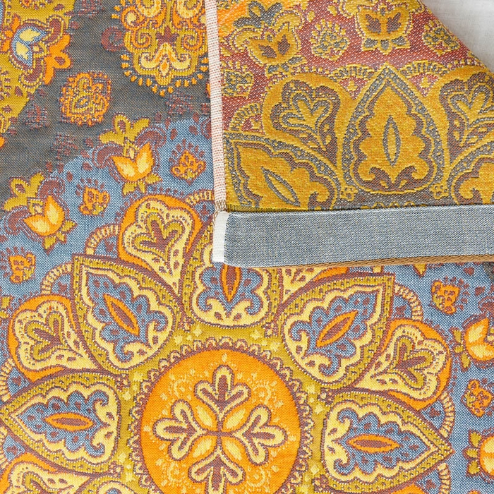 91家纺网 家纺一手货源 找家纺 朴尔家纺-毛巾被 2025新款全棉四层纱布色织提花宽边时尚枕巾 复古花园-黄