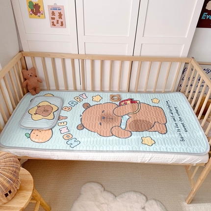 91家纺网 家纺一手货源 找家纺 美乐迪家纺 2025新款儿童乳胶凉席 卡皮巴拉