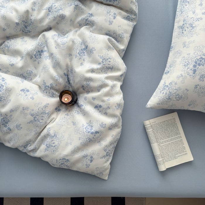 91家纺网 家纺一手货源 找家纺 典曼家纺 2025新款双层纱小清新印花四件套-床拍 浮绘花影