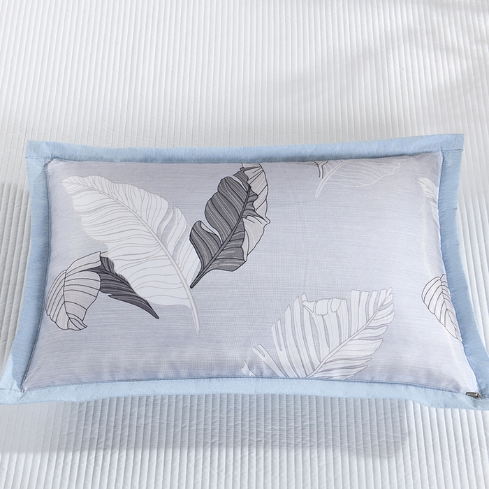 91家纺网 家纺一手货源 找家纺 小猫派 2025夏季冰丝枕头套A类豆豆凉感常规枕套 凉感绣花-蓝色花束