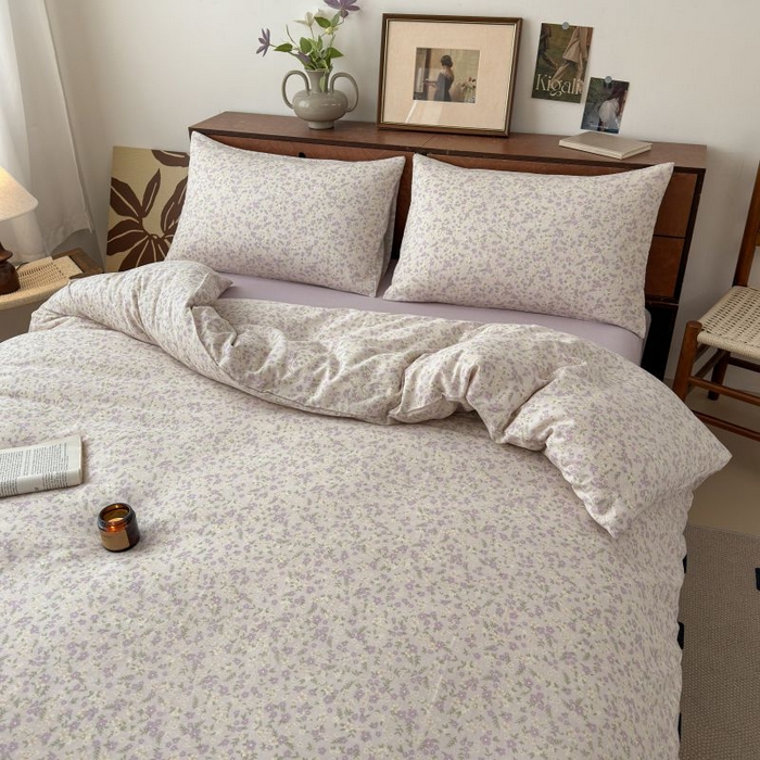 91家纺网 家纺一手货源 找家纺 典曼家纺 2025新款双层纱小清新印花四件套-床拍 半亩花田