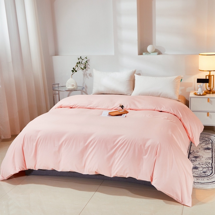 91家纺网 家纺一手货源 找家纺 晶缦家纺 2025新款喷气全棉13376纯棉斜纹纯色被套-沐兰 沐兰-粉玉