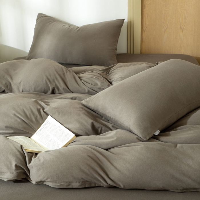 91家纺网 家纺一手货源 找家纺 梦可莱家居 2025春夏新品全棉针织棉纯色系列 烟灰