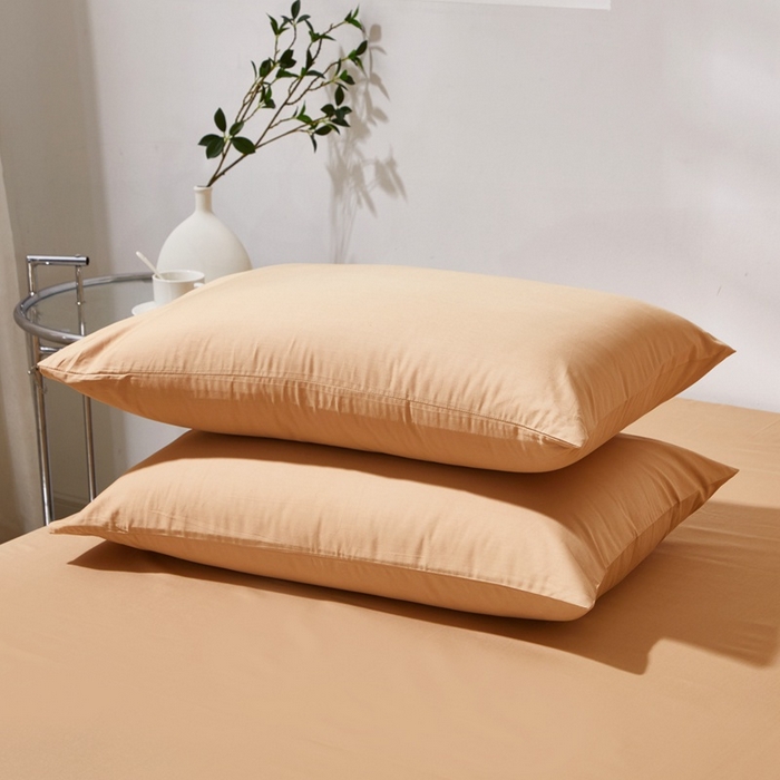 91家纺网 家纺一手货源 找家纺 晶缦家纺 2025新款喷气全棉13376纯棉斜纹纯色枕套-沐兰 沐兰-卡其