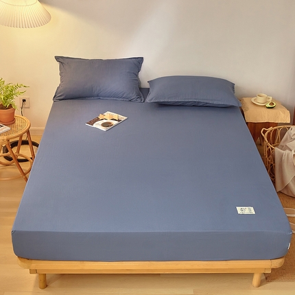 91家纺网 家纺一手货源 找家纺 曼陀罗 2025新款原棉纯色床笠系列 宾利蓝