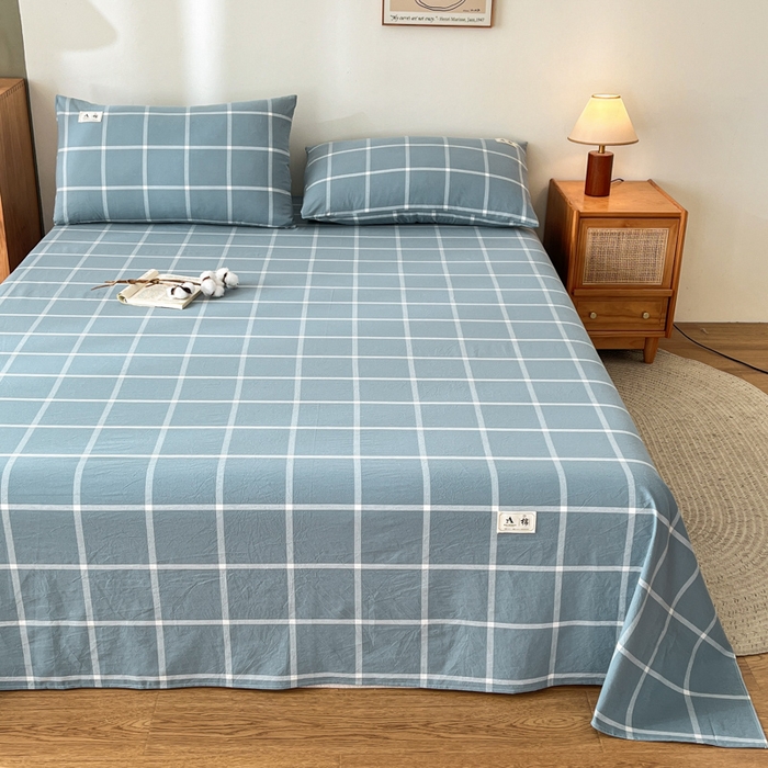 91家纺网 家纺一手货源 找家纺 21度C 2025新款A类全棉母婴级四件套单品系列-单床单 海蓝格