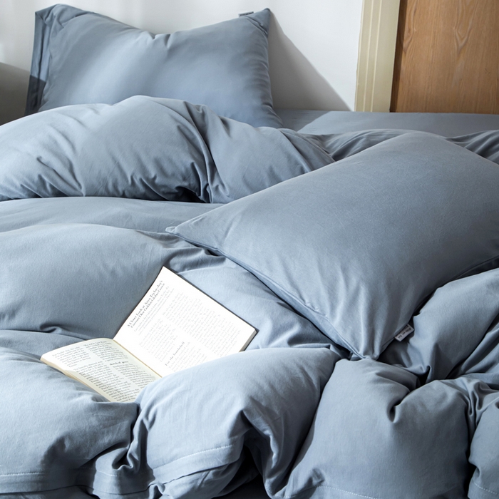 91家纺网 家纺一手货源 找家纺 梦可莱家居 2025春夏新品全棉针织棉纯色系列 蔚蓝