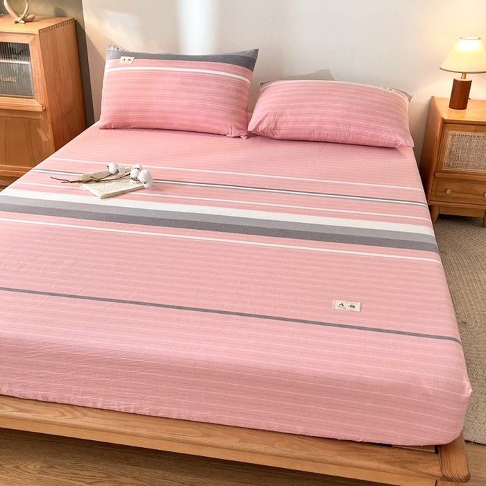 91家纺网 家纺一手货源 找家纺 21度C 2025新款A类全棉母婴级四件套单品系列-单床笠 豆蔻粉