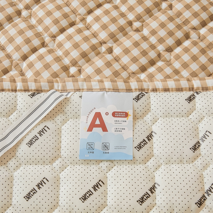 91家纺网 家纺一手货源 找家纺 恋绒家纺 2025新款无印风床褥床护垫宿舍床垫亲肤水洗棉软床垫 黄小格