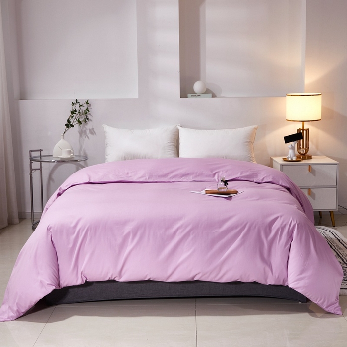 91家纺网 家纺一手货源 找家纺 晶缦家纺 2025新款喷气全棉13376纯棉斜纹纯色被套-沐兰 沐兰-浅紫