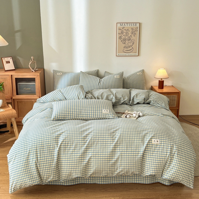 91家纺网 家纺一手货源 找家纺 21度C 2025新款A类全棉母婴级四件套单品系列-单被套 琉璃格