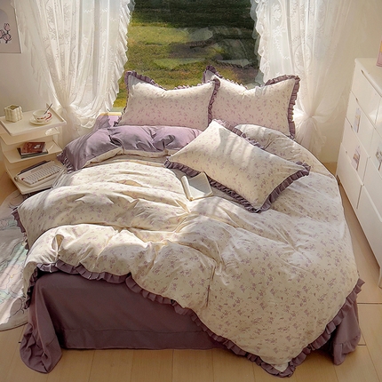 91家纺网 家纺一手货源 找家纺 （总）欧尚 2025新款针织棉双层纱四件套