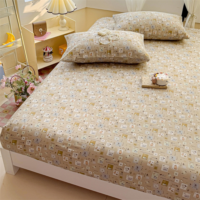 91家纺网 家纺一手货源 找家纺 名兮家居 2025新款全棉双层纱床笠 双层纱-波波乐园