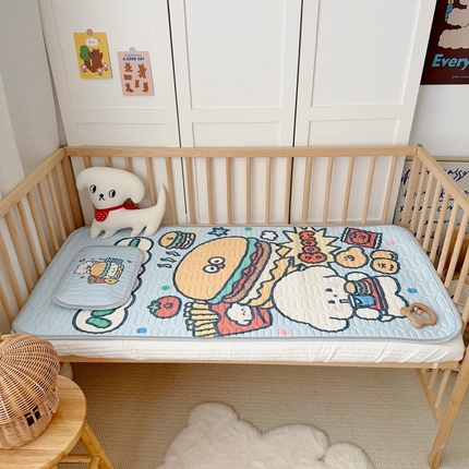 91家纺网 家纺一手货源 找家纺 美乐迪家纺 2025新款儿童乳胶凉席 汉堡小狗