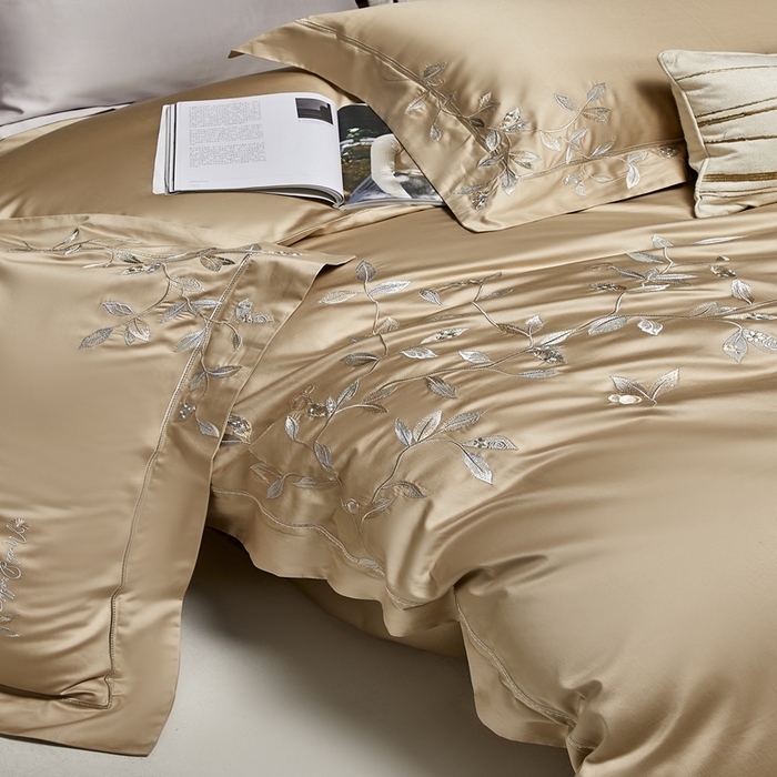 91家纺网 家纺一手货源 找家纺 爱情故事2025春夏居家新品四件套 秋叶-香槟色