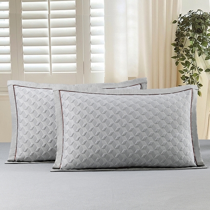 小猫派 2025夏季冰丝枕头套A类豆豆凉感常规枕套 凉感不绣花-菱形灰