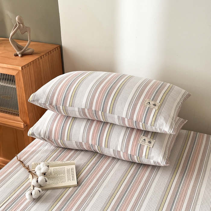 91家纺网 家纺一手货源 找家纺 21度C 2025新款A类全棉母婴级四件套单品系列-单枕套 沐妍粉