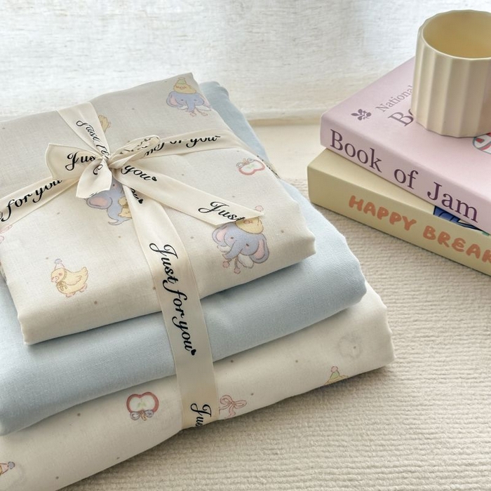 91家纺网 家纺一手货源 找家纺 2025新款双层纱印花卡通四件套-叠拍 可可象