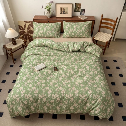 91家纺网 家纺一手货源 找家纺 典曼家纺 2025新款双层纱小清新印花四件套-床拍 温婉花语