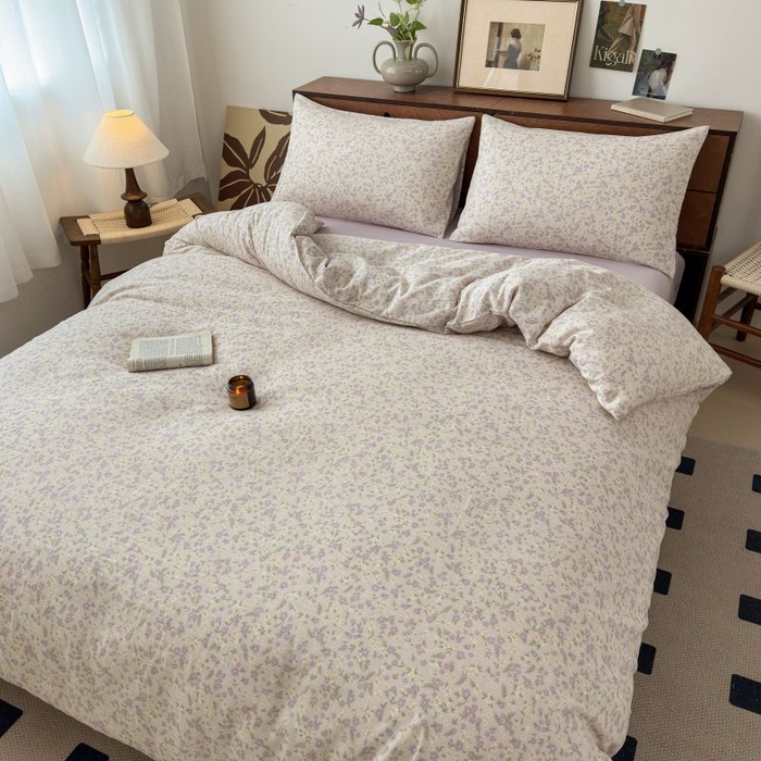 91家纺网 家纺一手货源 找家纺 典曼家纺 2025新款双层纱小清新印花四件套-床拍 半亩花田