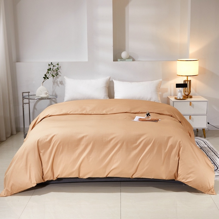 91家纺网 家纺一手货源 找家纺 晶缦家纺 2025新款喷气全棉13376纯棉斜纹纯色被套-沐兰 沐兰-卡其