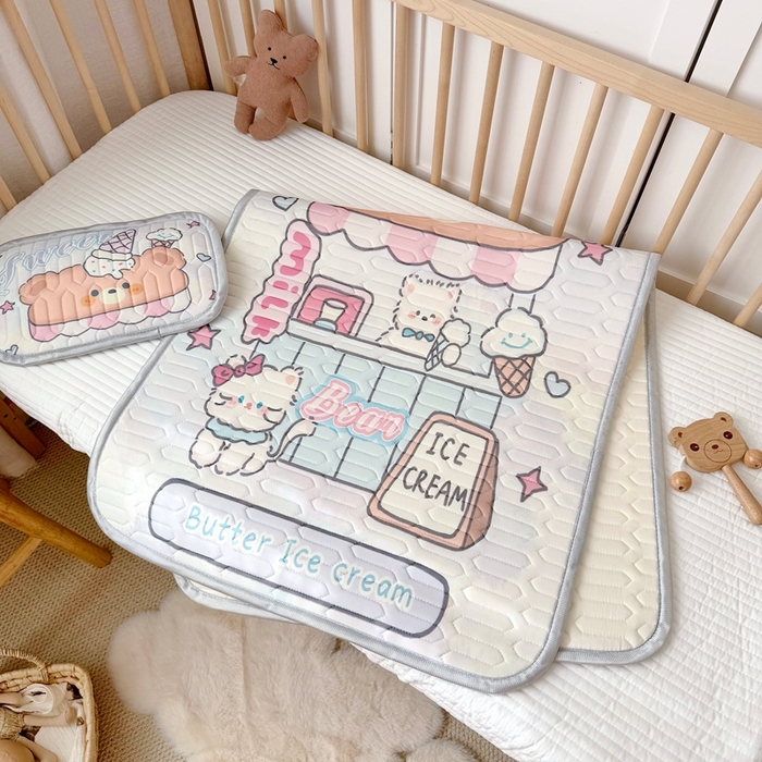 91家纺网 家纺一手货源 找家纺 美乐迪家纺 2025新款儿童乳胶凉席 冰淇淋小站