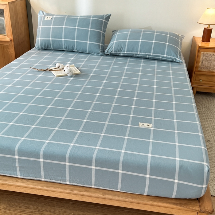 91家纺网 家纺一手货源 找家纺 21度C 2025新款A类全棉母婴级四件套单品系列-单床笠 海蓝格