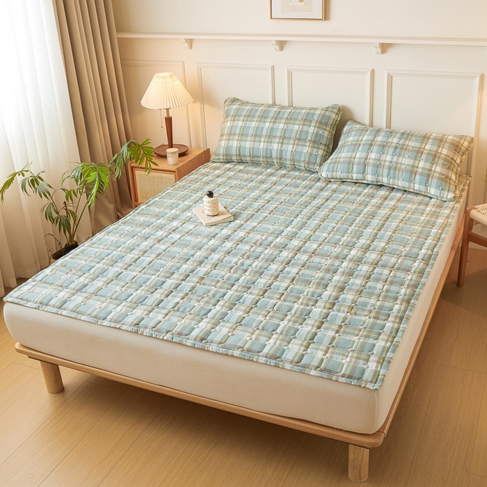 91家纺网 家纺一手货源 找家纺 恋绒家纺 2025新款无印风床褥床护垫宿舍床垫亲肤水洗棉软床垫 绿大格