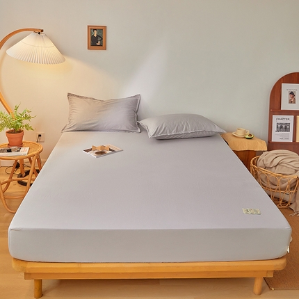 91家纺网 家纺一手货源 找家纺 曼陀罗 2025新款原棉纯色床笠系列 素雅灰