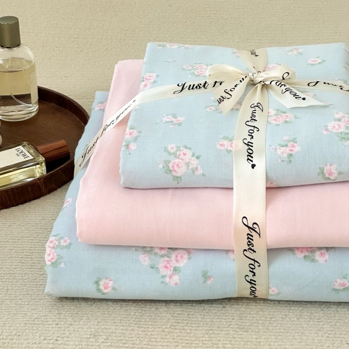 91家纺网 家纺一手货源 找家纺 典曼家纺 2025新款双层纱小清新印花四件套-叠拍 初夏