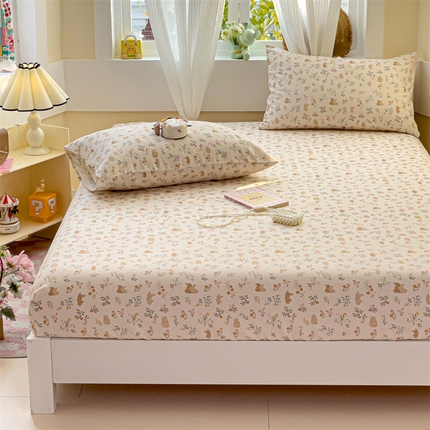 名兮家居 2025新款全棉双层纱床笠 双层纱-乖乖兔