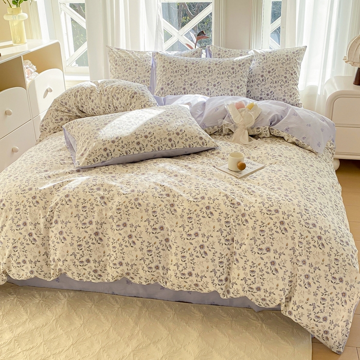 91家纺网 家纺一手货源 找家纺 宜家坊 2025早春新品全棉纯棉喷气13070小清新印花纯棉四件套-风格二 芷兰