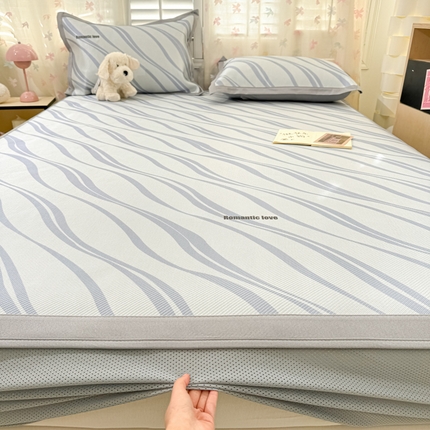 91家纺网 家纺一手货源 找家纺 （总）2025新款小清新数码印花床笠款冰藤席