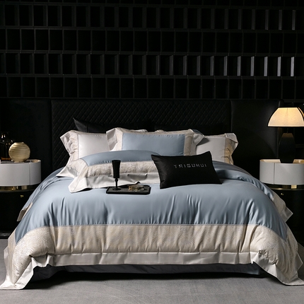 太古汇家居 2025新款斑马色织美杜莎四件套 美杜莎-冰海蓝