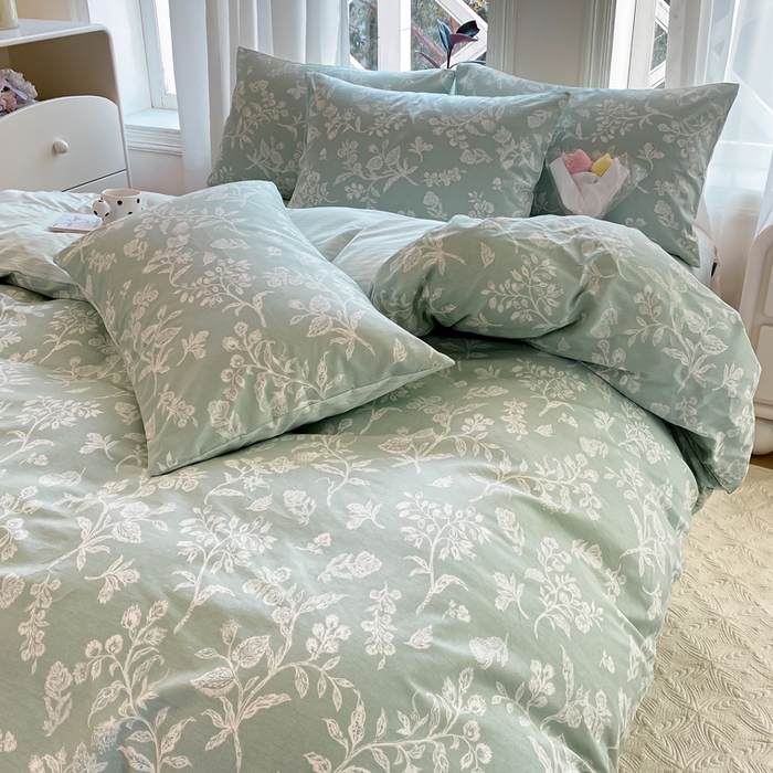 91家纺网 家纺一手货源 找家纺 宜家坊 2025早春新品全棉纯棉喷气13070小清新印花纯棉四件套-风格二 清甜