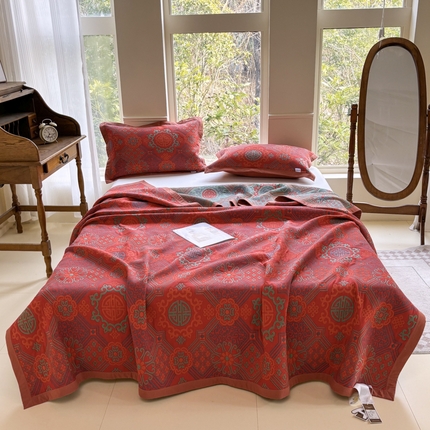 七七家纺 2025新款新疆长绒棉盖毯 喜庆盈门