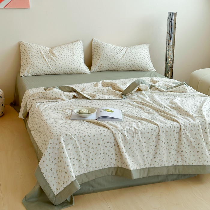 91家纺网 家纺一手货源 找家纺 大彩家居 2025新款全棉有氧水洗纱布夏被夏凉被 朝花夕拾